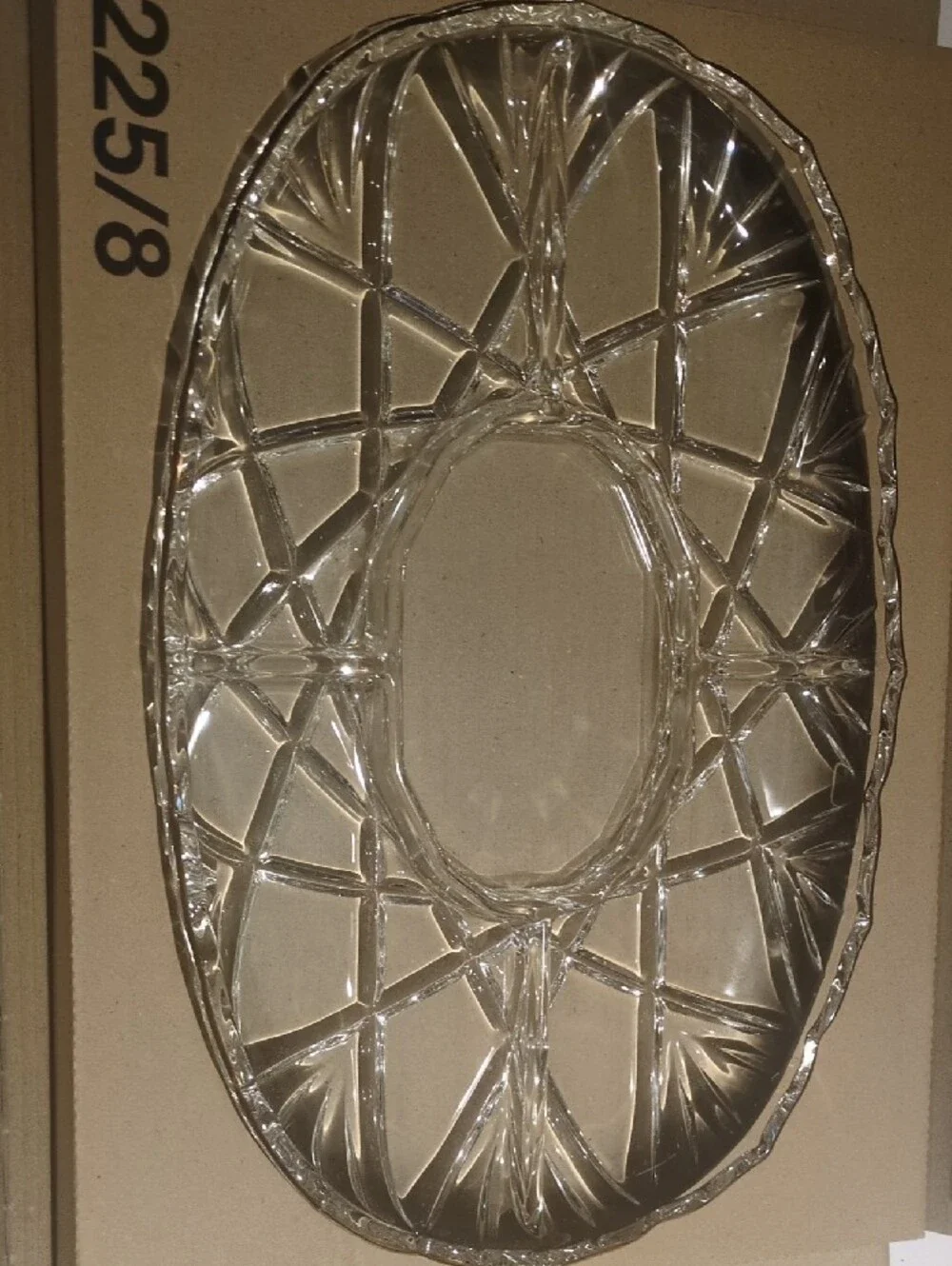 Mikasa Clear Cut-Glass Divided Serving Platter with Center Dip